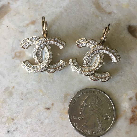 Chanel XL Gold Crystal Earrings - Picture 4 of 7